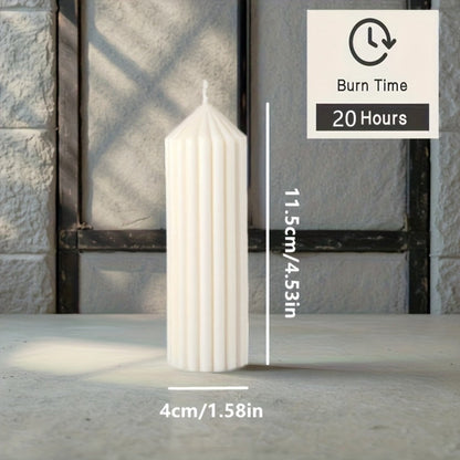 Ribbed Soy Wax Pillar Candles 2-Pack White - 20 Hour Burn Cylindrical Candles for Home Decor, Wedding, Christmas, Valentine's Day & Birthday