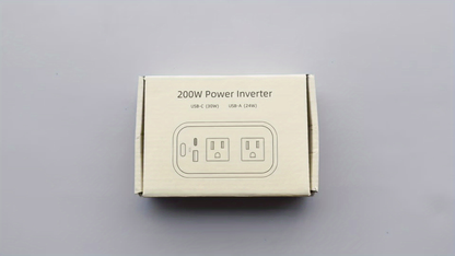 White-and-Black 200W Car Power Inverter with Two AC Outlets, 30W PD USB-C and 24W QC3.0 Ports