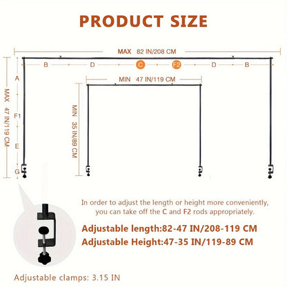 Party Decorations Adjustable Black Metal Table Arch Stand with Clamps, 6.8ft Height and 82-Inch Span