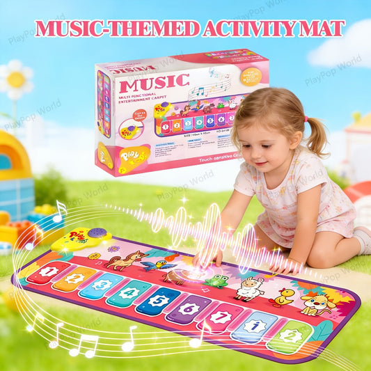 Kids Piano Mat Farm Animal, Musical Play Mat for Babies & Toddlers, Sensory Dance Keyboard Touch Blanket, Educational Learning Toy for Boys & Girls Ages 0+, Easter Christmas Birthday Gift, Indoor & Outdoor