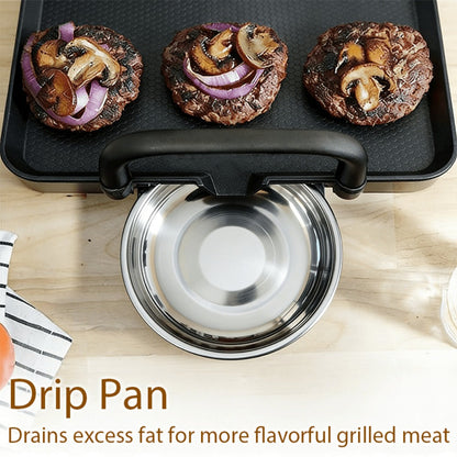 Rectangular Electric Griddle in 15.35 x 8.66 or 22.83 x 10.24 Inches with End Handles and Drip Area