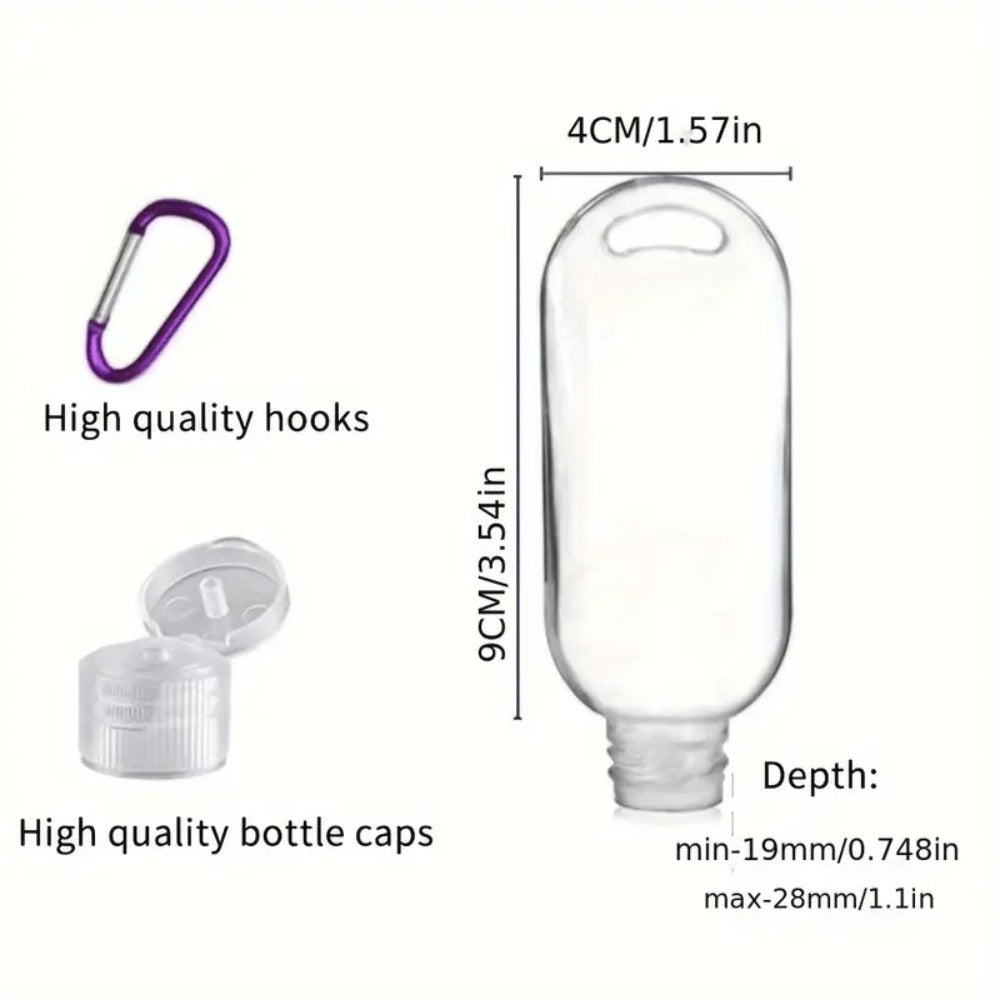 50-Pack 1.7 oz Clear Refillable Travel Bottles with Keychain Tops for Toiletries and Liquids