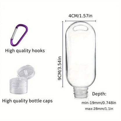 50-Pack 1.7 oz Clear Refillable Travel Bottles with Keychain Tops for Toiletries and Liquids
