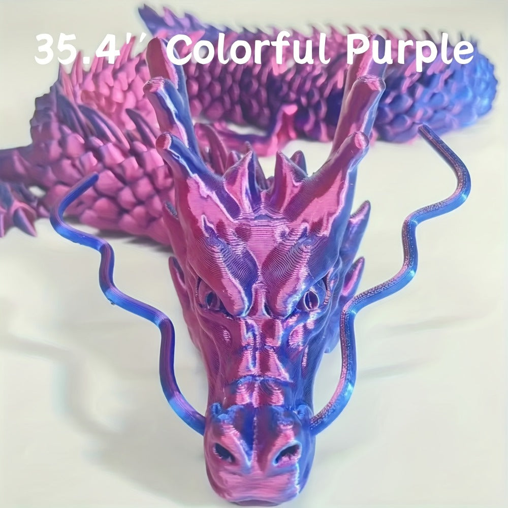 Crystal Dragon Fidget Toy 3D Printed Articulated Figure – Large Poseable Flexible Joints Fantasy Dragon, Random Color Desk Wall Decor Unique Gift for Dragon Lovers Collectors Gamers DnD Fans