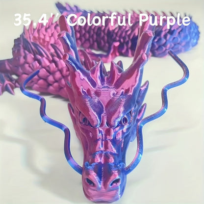 Crystal Dragon Fidget Toy 3D Printed Articulated Figure – Large Poseable Flexible Joints Fantasy Dragon, Random Color Desk Wall Decor Unique Gift for Dragon Lovers Collectors Gamers DnD Fans