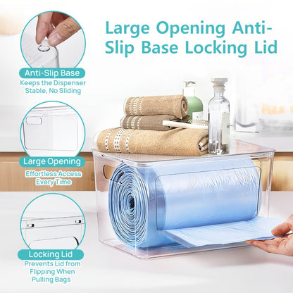 Trash Bag Storage Organizer Dispenser 2-Pack for 13, 30 or 33-Gallon Bags with Lids for Under-Sink Use