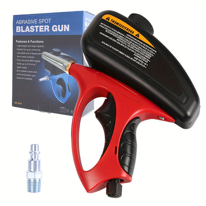 Sandblaster Gun for Air Compressor Pneumatic Abrasive Blasting – 90 PSI Max, 500ml Tank, Small Nozzle, for Metal Rust Removal, Glass Etching, Polishing & Auto Repair – Blue, Red & Yellow