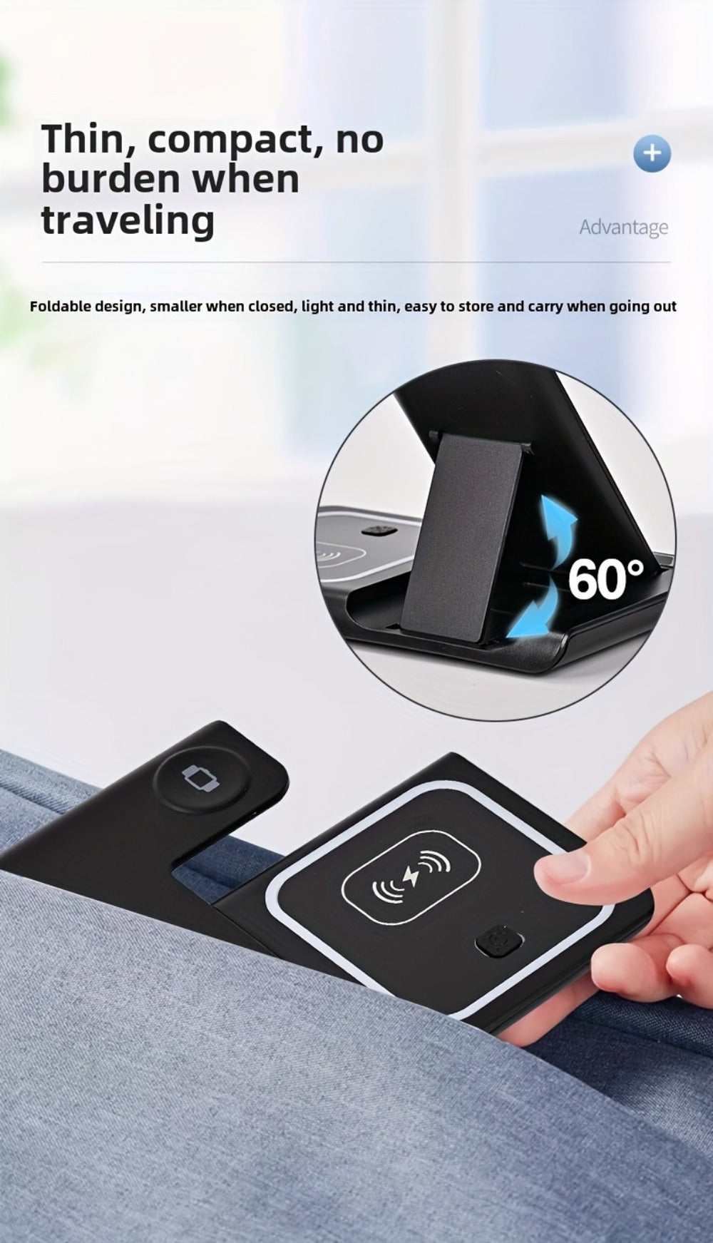 3-in-1 Wireless Charging Station with QC3.0 Adapter Included 15W Fast Charge – Upright Stand for iPhone 17/16/15/14/13/12/11, Apple Watch Ultra/Series 9/8/SE & AirPods | Black & White