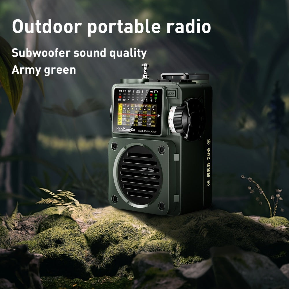 Shortwave Radio Bluetooth Speaker HRD-700 with FM MW SW WB NOAA Weather Alerts, MicroSD, ATS Presets, Rechargeable Retro Portable Radio for Camping Emergency Home Use
