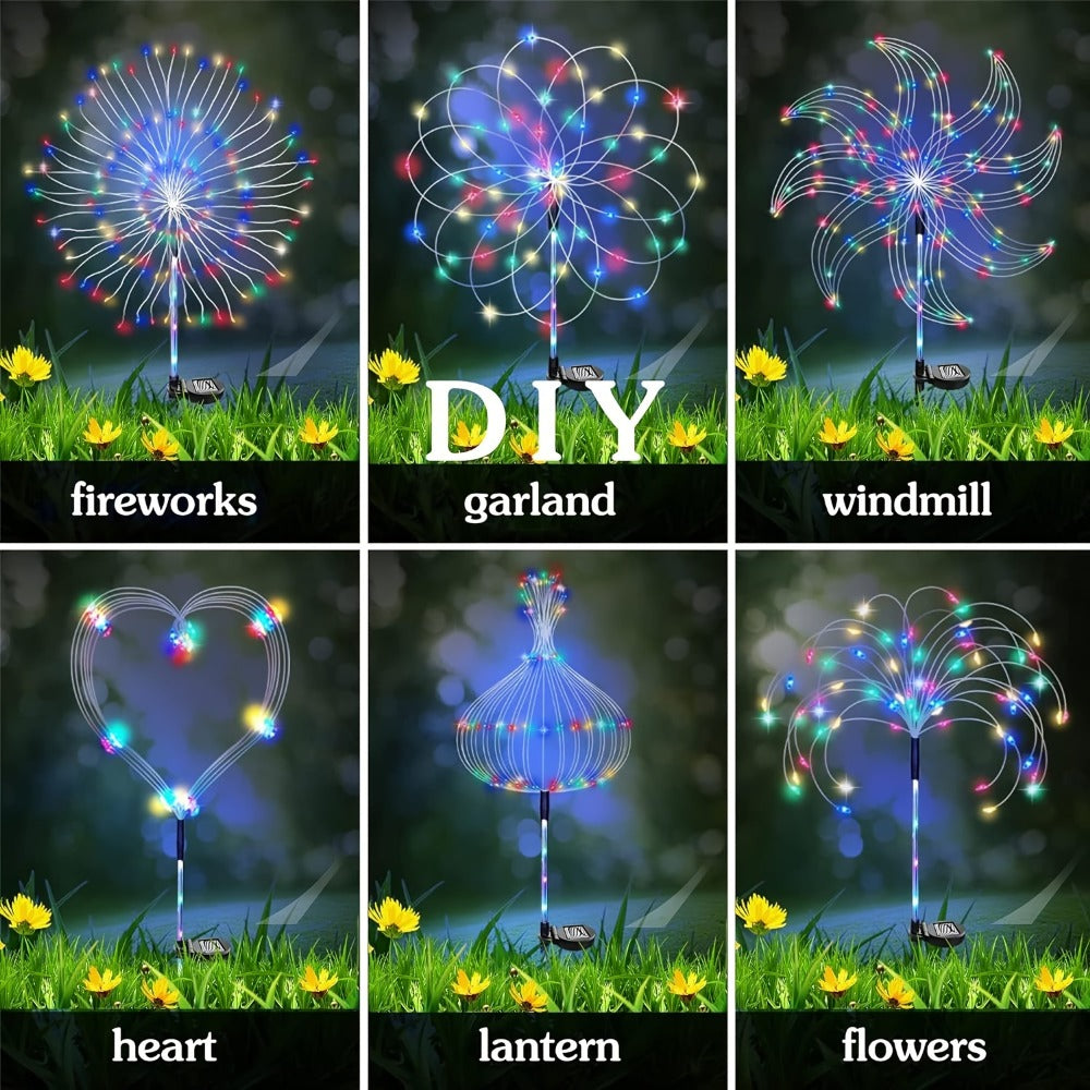 Solar Fireworks Lights Outdoor – 60 to 420 LED Solar Garden Fairy Lights with 8 Modes, Waterproof Copper Wire Sparkler Lights for Garden, Patio, Yard, Pathway & Holiday Decoration