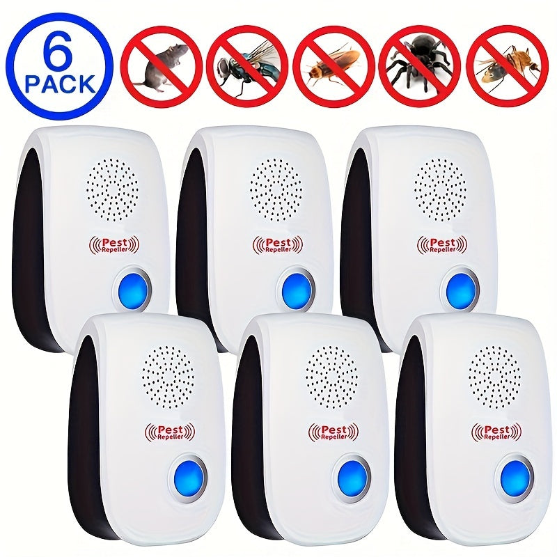 Electronic Rodent Repellent 6 Pack, Auto Frequency Ultrasonic Mouse Repellent Plug In, Indoor Pest Control Device for Home Kitchen Office Warehouse, Upgraded Soundwave Rat Deterrent
