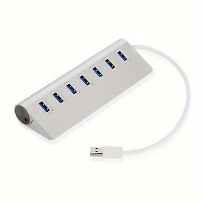 7-Port USB 3.0 Hub 5Gbps Data Splitter for Office, PC, Laptop, MacBook – High-Speed USB Expander with Individual Port Extension, Plug and Play, No Driver Needed