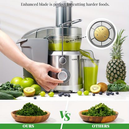 Compact Centrifugal Juicer with 2.5-Inch Feed Chute, Low, High and Pulse Dial in Black or Silvery