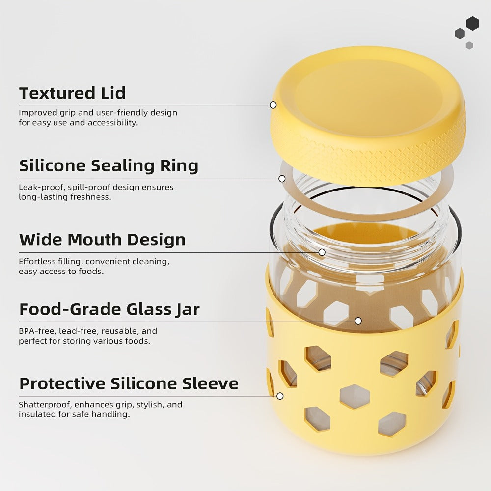 Wide Mouth Mason Jar Set, Six 16oz Glass Containers with Lids and Optional Protective Silicone Sleeves