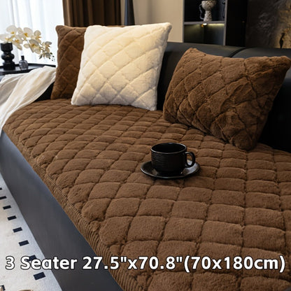 Sofa Cover Plush-Texture Cushion Panels in Pillowcase and 1, 2, 3 or 4-Seat Dimensions in Four Colors