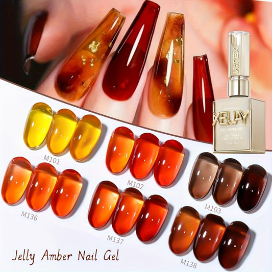 Magnetic Nail Gel Polish Set 6pcs 0.51oz Amber Aurora — Holographic Multicolor Shimmer Cat Eye UV LED Soak-Off Gel Nail Art Kit for Women, 2025 Trending Salon & Home Manicure Shades 101-138