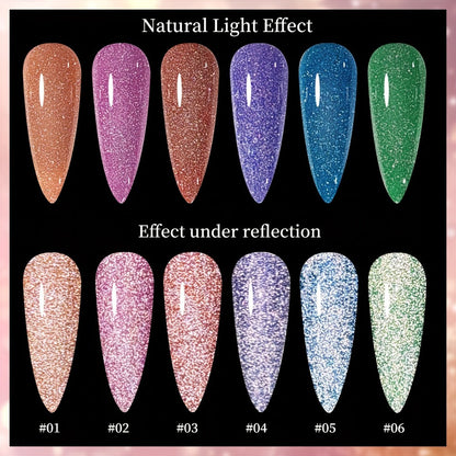 Gel Nail Polish Set with XEIJAYI Label, 6 Crushed Starlight Glitter Colors in 0.51oz Bottles