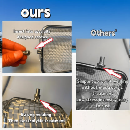 Three-Section Telescopic Beach Sand Sifter with Rectangular Mesh Basket, Wrist Strap and Retractable Handle
