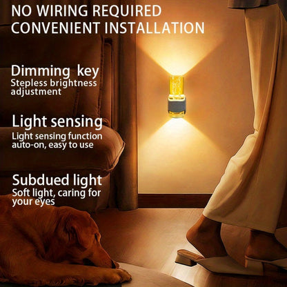 Two-Pack 3000K Plug-In Night Lights with Bubble-Pattern Shades, Light Sensors and Black or White Bases