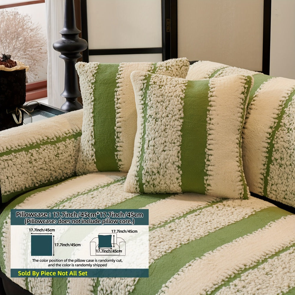 Sofa Cover Plush Jacquard Thick Non-Slip Couch Protector - Pet Friendly Furniture Cover for Living Room Bedroom Office, Machine Washable Retro Style Sofa Slipcover, Loveseat & 4-Seater, Black Grey Green Coffee