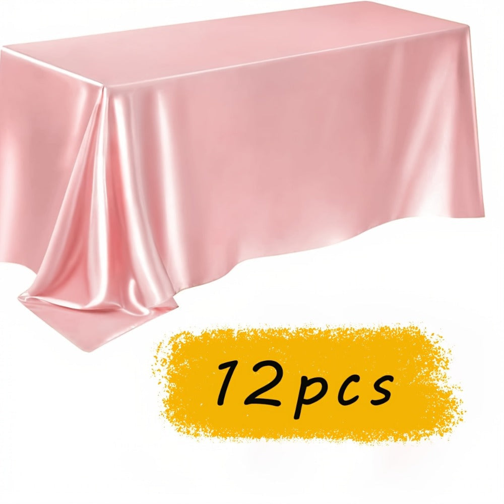 Satin Tablecloth 12pcs 57"x102" Rectangular Silky Smooth Fabric Table Cover for Wedding Banquet Birthday Party Holiday Event