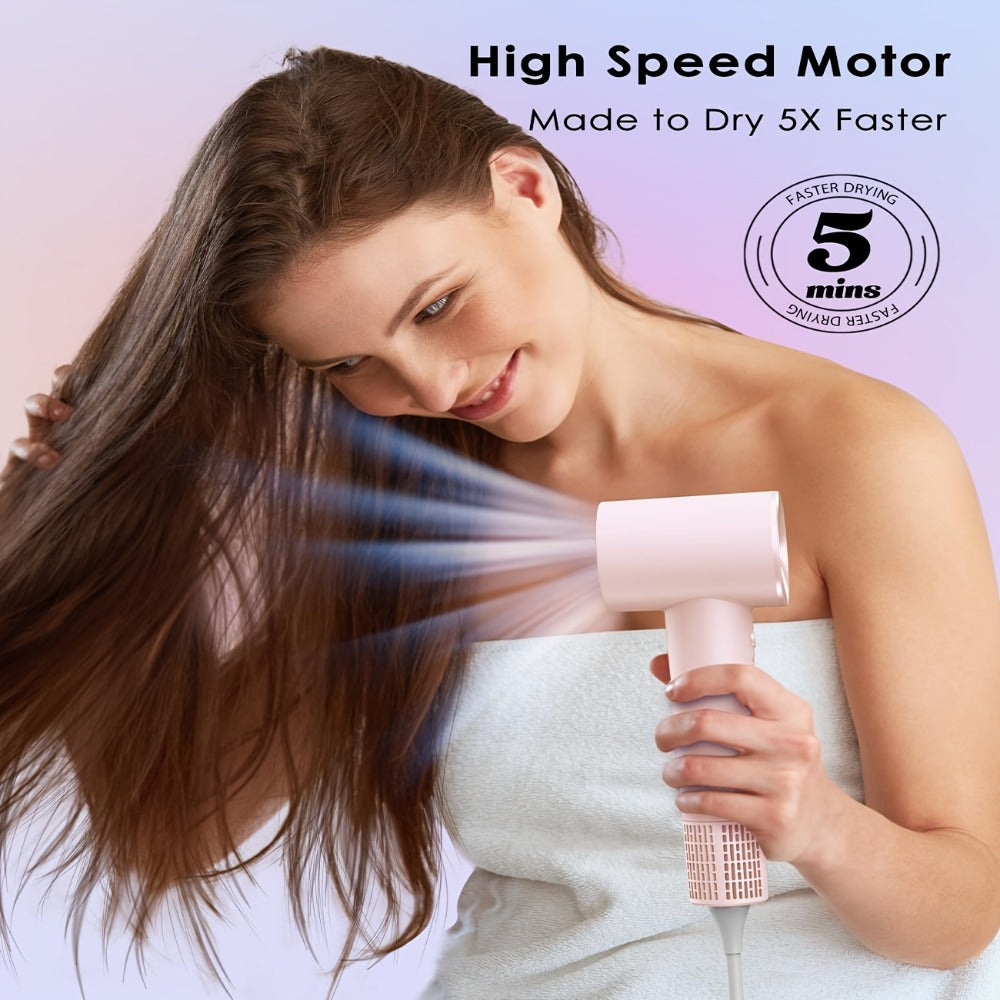 Compact Hair Dryer with 110,000 RPM Motor-Speed Marking, Six Color Options and Concentrator-Style Nozzle
