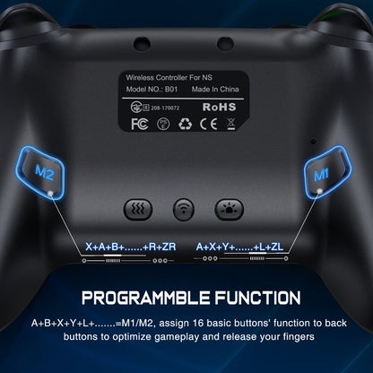 Wireless Nintendo Switch Controller RGB Programmable with TURBO & Wakeup Function – Compatible with Switch / Switch Lite / Switch OLED / iOS / Android / PC, Multi-Platform Wireless Gamepad with RGB Light