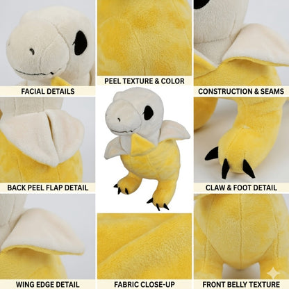 Plush Toy – Yellow Banana Dinosaur 9.5-Inch T-Rex Character with Peekaboo Peel Design for Display
