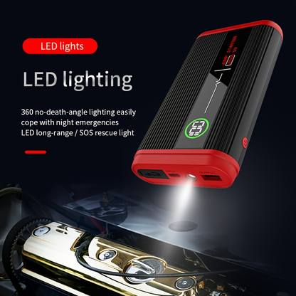 Lithium Jump Starter 3000A 8000mAh 12V Battery Pack USB-C Recharge Round LED Display for 6.0L Diesel 8.0L Gas Engines Compact Portable Emergency Booster
