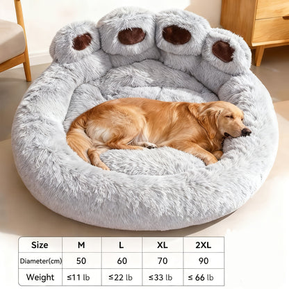Dog Bed Cat Bed Bear Paw Round Plush Non-Slip – Soft Warm Cuddler Pet Mattress for Puppy, Small, Medium & Large Dogs and Cats, Sizes 20–36 Inch, Colors: Coffee, Pink, Gray
