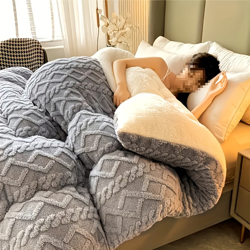 Textured Two-Face Comforter in Elegant Gray or Sapphire Blue with Twin, Full, Queen and King Sizes
