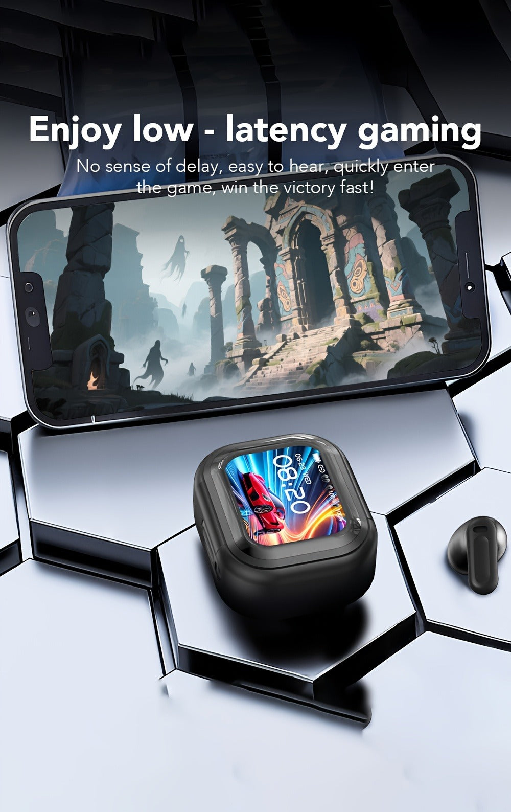 AI Translation Earbuds with Color Touchscreen Charging Case in Black or White and Five Bundle Options