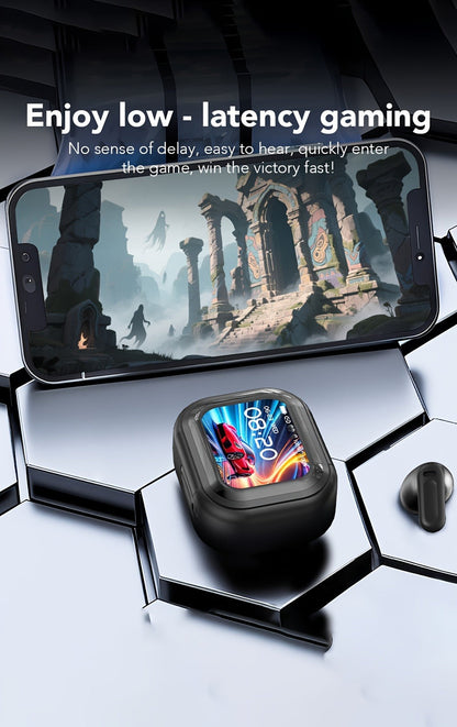 AI Translation Earbuds with Color Touchscreen Charging Case in Black or White and Five Bundle Options