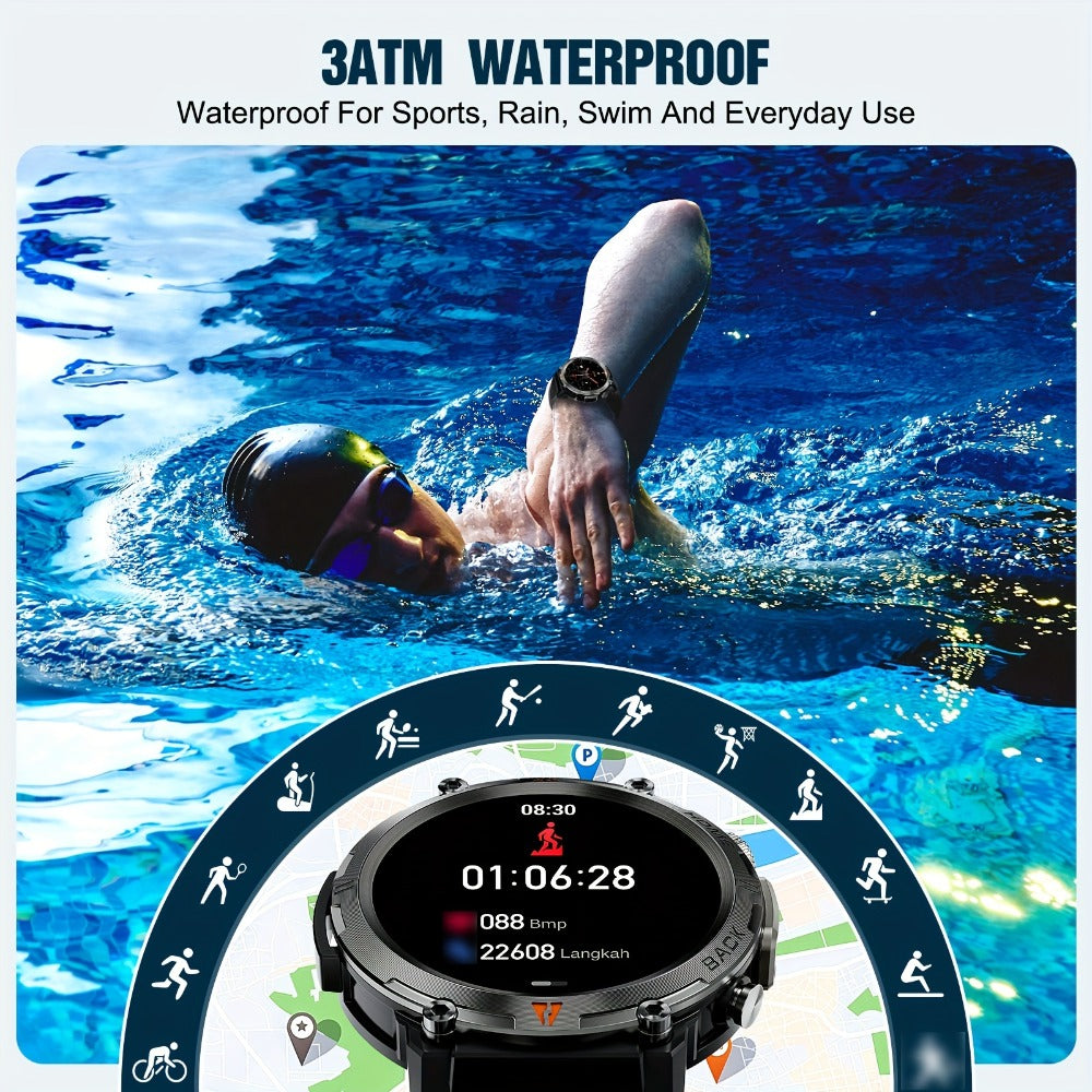 Smartwatch Men's with Bluetooth Calling & Message Notifications, 1.45" HD Touch Screen, IPX8 marking, Step Counter, 300mAh 5-7 Day