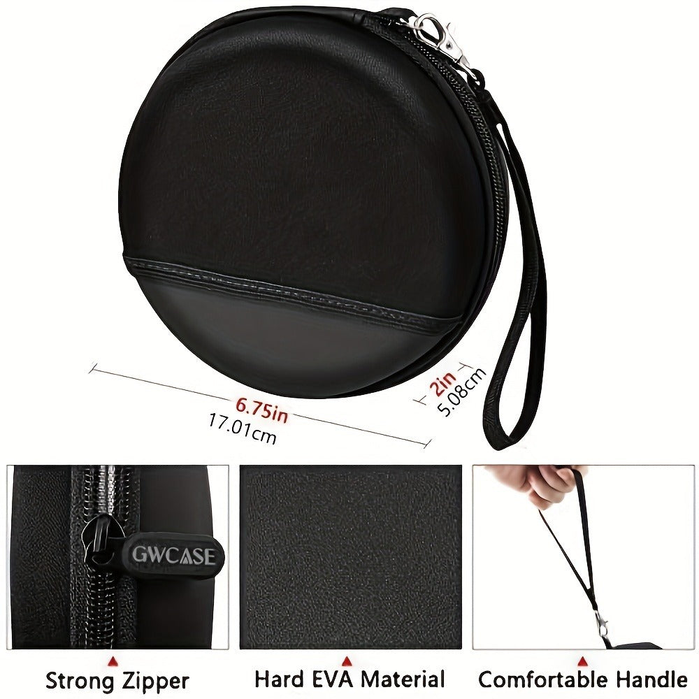 Round EVA Carrying Case for Portable CD Players with Zipper, Handle and Pictured 6.75-Inch Exterior Width
