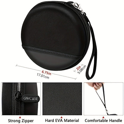 Round EVA Carrying Case for Portable CD Players with Zipper, Handle and Pictured 6.75-Inch Exterior Width