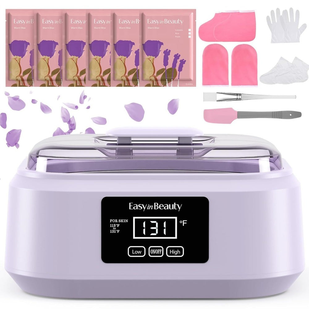 Paraffin Wax Warmer Kit 3000ml Touchscreen for Hands & Feet – Includes 6 Packs Refill Wax, Hot Wax Spa Bath for Arthritis Pain Relief & Deep Skin Moisturizing, Home Salon Use Purple Pink White Green Black