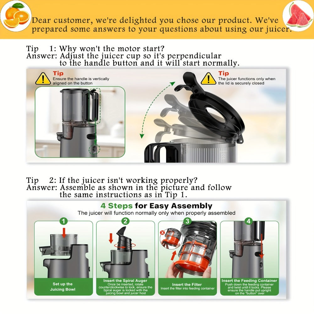 Cold Press Juicer Masticating – 350W Slow Juicer with Wide Feed Chute, 50RPM Fine Grinding, High Juice Yield, Easy to Clean, Safe Bladeless Design for Whole Fruits & Vegetables, Black & Pink