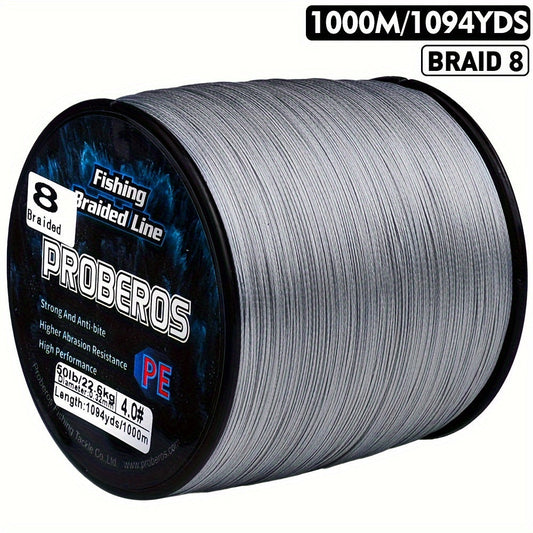 8-Strand Braided Fishing Line 1094 Yards – Zero Stretch, Abrasion Resistant Superline | 10LB–100LB | Gray, Green, Blue Camo, Green Camo