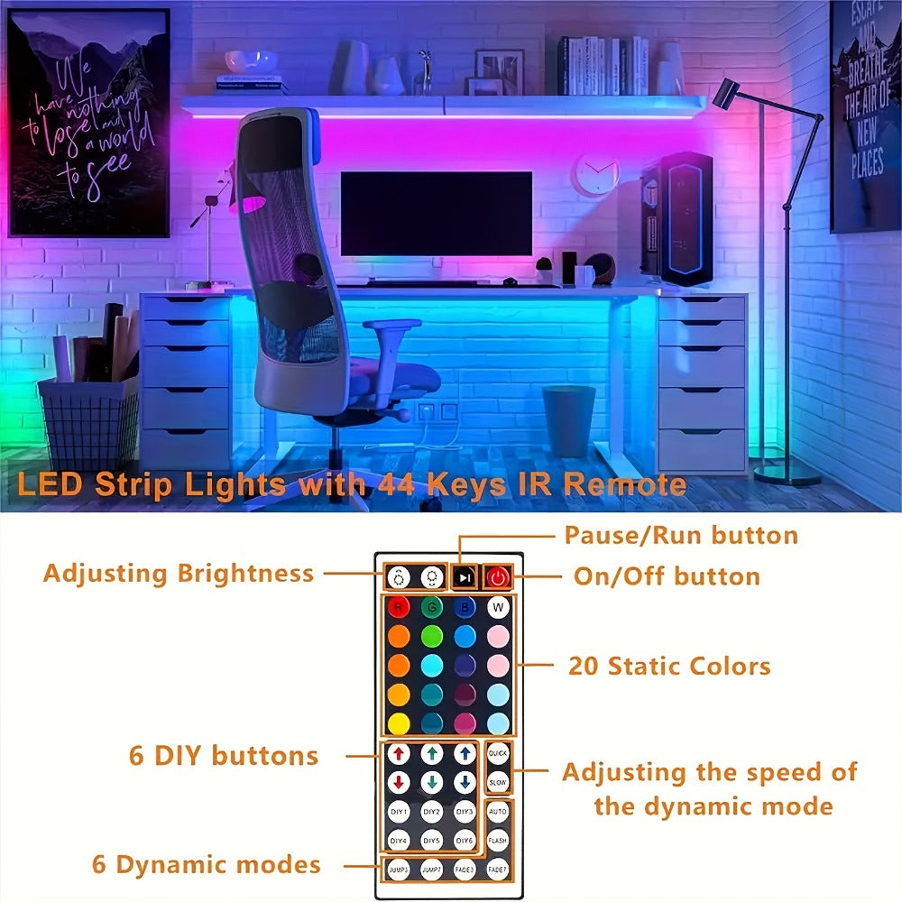 LED Strip Lights 100ft Color Changing with 44-Key Remote & Power Supply – RGB Light Strip for Bedroom Ceiling Living Room Festival Wedding Party Decor 30m
