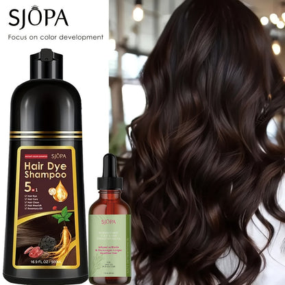Hair Color Shampoo 5-in-1 Instant Gray Coverage Color Dyeing Conditioner 16.9oz – SJOPA No Ammonia Safe Natural Formula 12 Shades Unisex Men Women