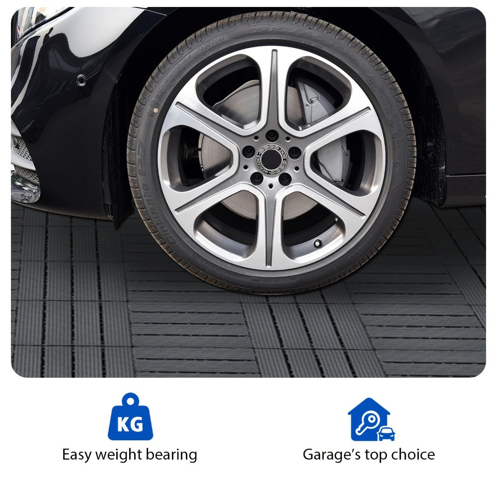 Interlocking Deck Tiles 44pcs 12"x12", Waterproof Outdoor Patio Flooring Tiles, PP Plastic Interlocking Floor Tiles for Balcony Pool Backyard Terrace, Easy Install All-Weather Anti-Slip Deck Tiles Grey