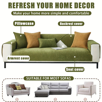 Sofa Cover Ribbed Chenille Stretch Panels with Non-Slip Design for 1 to 4 Seats, Armrests or Cushions