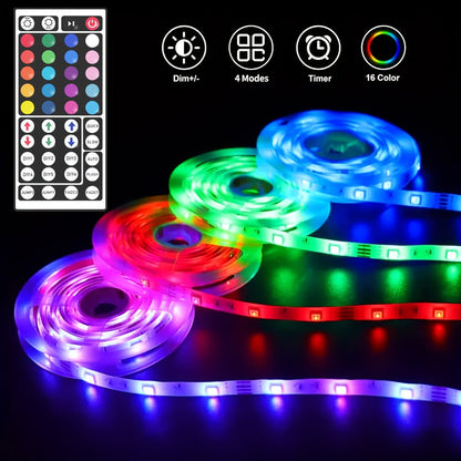 LED Strip Light RGB Room Kit in 50ft or 100ft Lengths with Remote Control, Dimming and Multi-Mode Color Effects