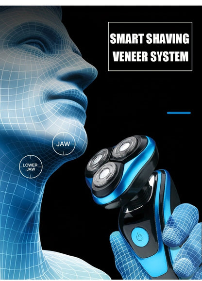 Electric Shaver 3-in-1 Floating-Blade Kit with Nose and Sideburn Trimmers, USB Charging and Digital Display