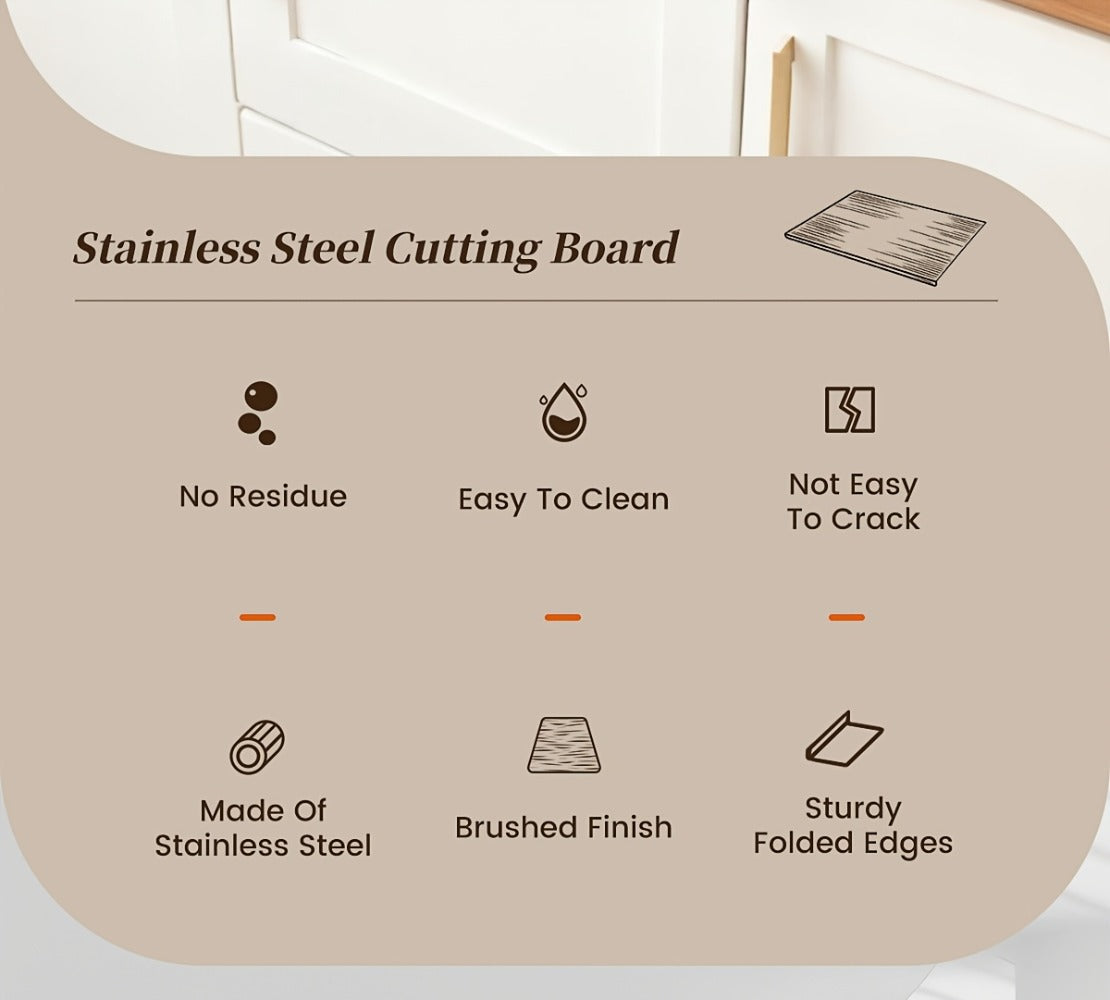 Stainless Steel Cutting Board & Rolling Pastry Board – Non-Slip Kitchen Prep Mat with Butcher Block Surface