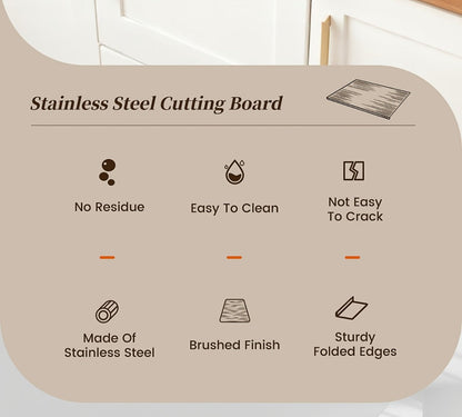 Stainless Steel Cutting Board & Rolling Pastry Board – Non-Slip Kitchen Prep Mat with Butcher Block Surface