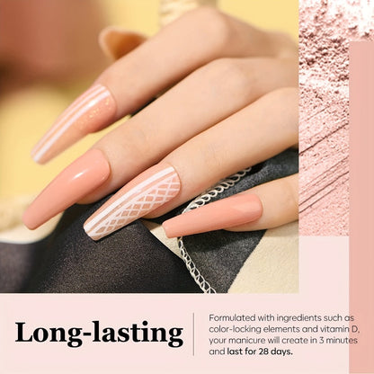 Acrylic Nail Kit NOCIS Four 10g Pink and Warm Neutral Powders with Liquid Monomer, Three Brushes and File