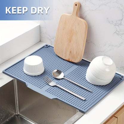 XL Kitchen Countertop Drying Mat 17.72x12.2 Inch Heat Resistant 446°F Anti-Slip Splash-Proof Drain Pad, Dishwasher Safe Sink Stove Drying Pad Easy to Clean Space-Saving