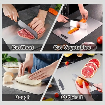 Titanium Cutting Board Set 3-Piece Pure Titanium Kitchen Cutting Boards Large Medium Small – Double-Sided Durable Metal Cutting Board, Antibacterial & Easy to Clean, Professional Kitchen Chopping Board